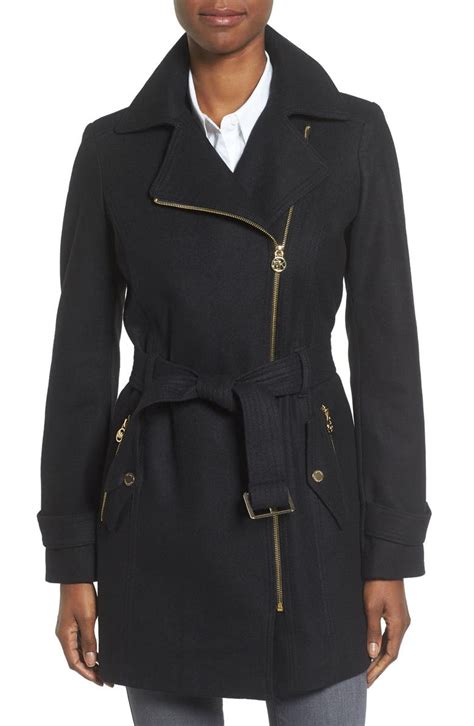 michael kors asymmetrical belted coat.